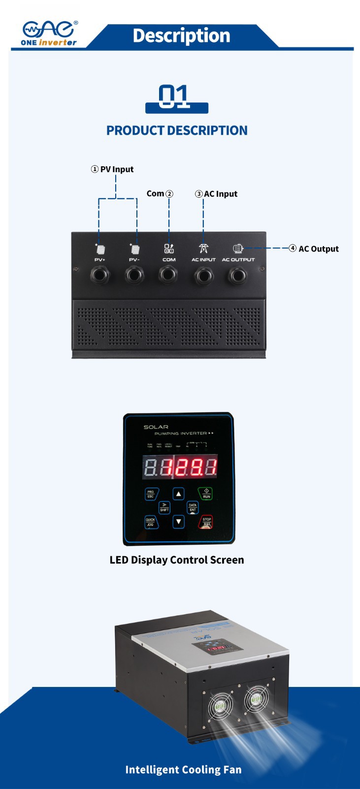 3 phase solar pump inverter with mppt and vfd